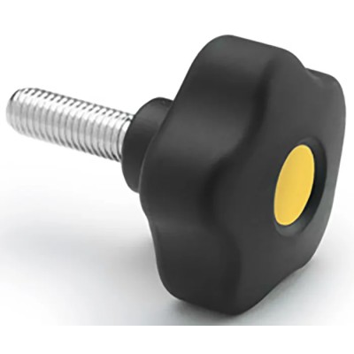 Elesa Black Polypropylene Hex Clamping Knob M6 Threaded Stud, 43 mm Diameter, 30 mm Thread Length 169905-C9