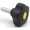 Elesa Black Polypropylene Hex Clamping Knob M6 Threaded Stud, 43 mm Diameter, 30 mm Thread Length 169905-C9