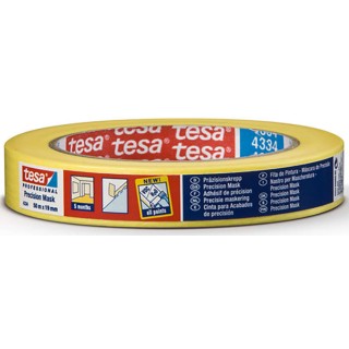 Tesa Yellow 4334 Precision Mask Masking Tape 19mm x 50m, Acrylic Adhesive, 120°C Heat Resistant 04334-00000-01