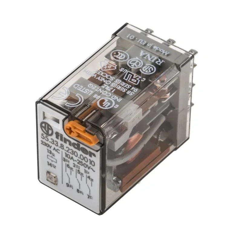 Finder Power Relay 230V AC Coil, 10A Switching Current, 3PDT Contact Configuration 55.33.8.230.0010