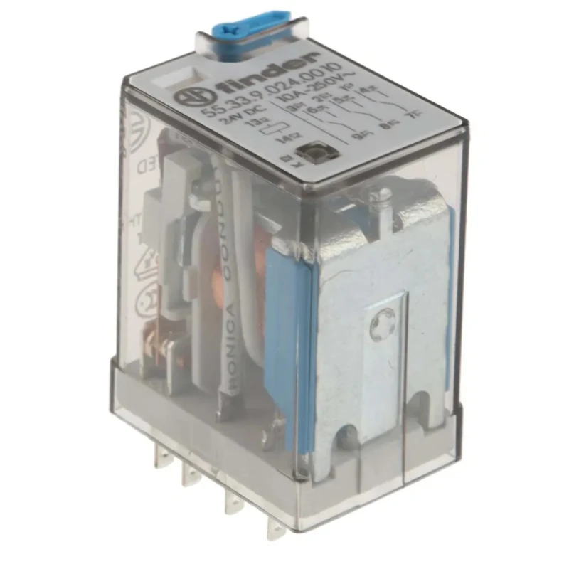 Finder Power Relay 24V DC Coil, 10A Switching Current, 3PDT Contact Configuration 55.33.9.024.0010