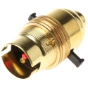 S Lilley & Son Brass GLS Lamp Holder Screw Mount Snap-Fit B22 Base M10 Thread 61mm Length 32mm Width 1413E
