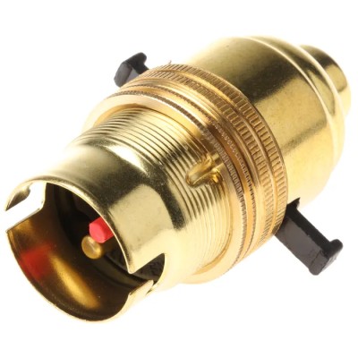 S Lilley & Son Brass GLS Lamp Holder Screw Mount Snap-Fit B22 Base M10 Thread 61mm Length 32mm Width 1413E