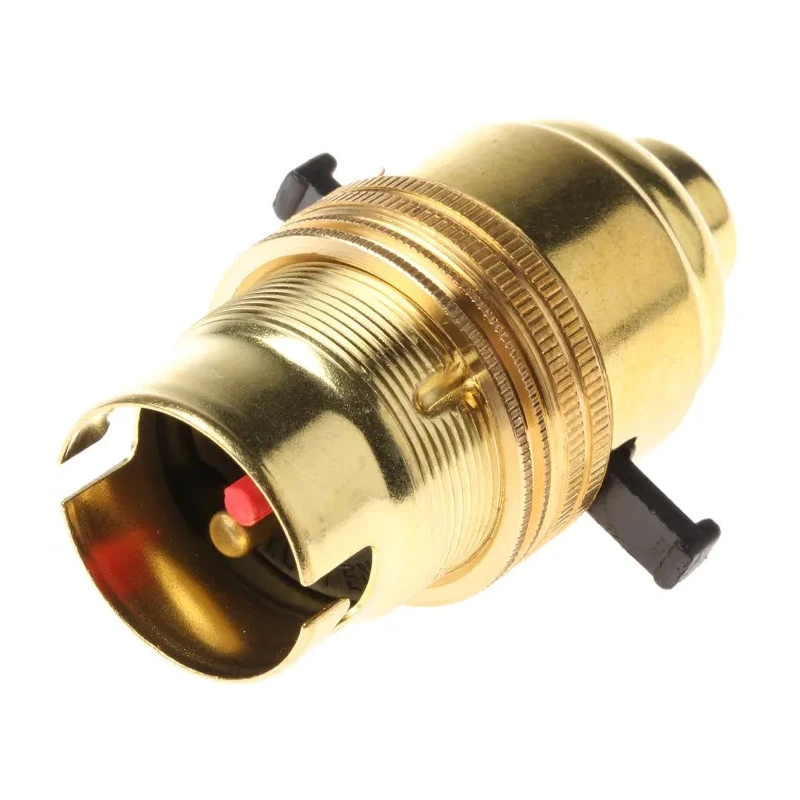 S Lilley & Son Brass GLS Lamp Holder Screw Mount Snap-Fit B22 Base M10 Thread 61mm Length 32mm Width 1413E
