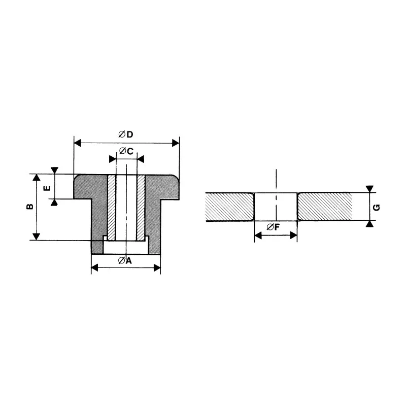 Paulstra Hutchinson Anti-Vibration Mount 10mm Bore 27.7mm OD 13mm H Rubber Screw Mount Type 53988760