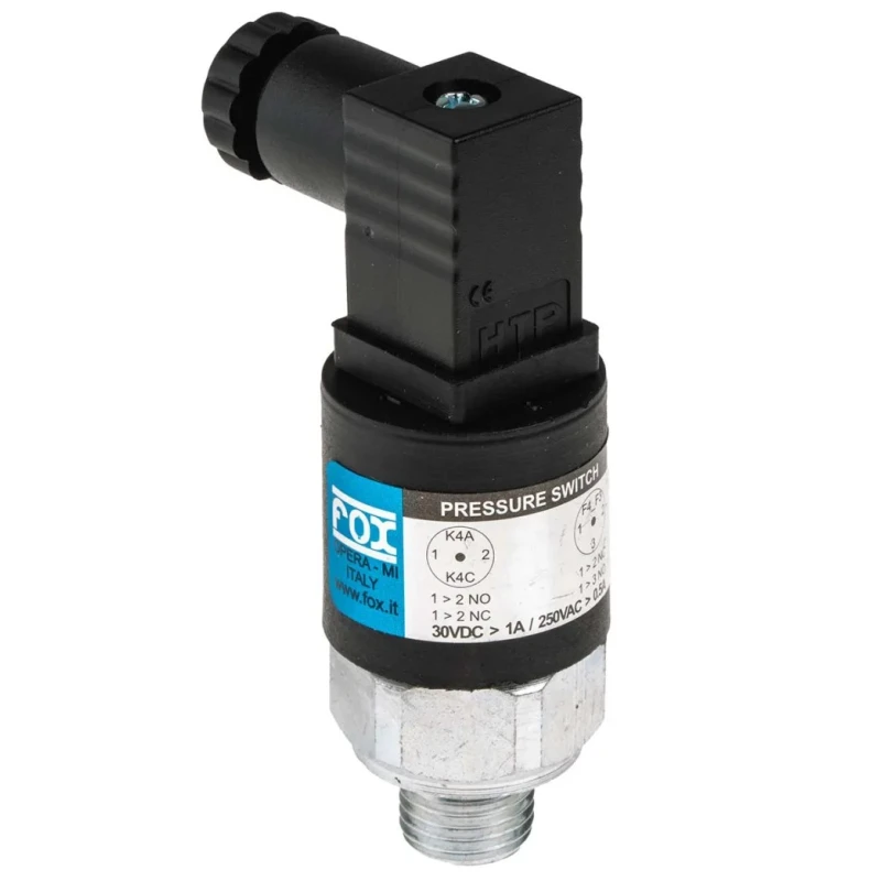 RS PRO Adjustable Pressure Switch NC 10 bar to 100 bar Positive Pressure 250V AC 500mA IP65 Italy 297-0074