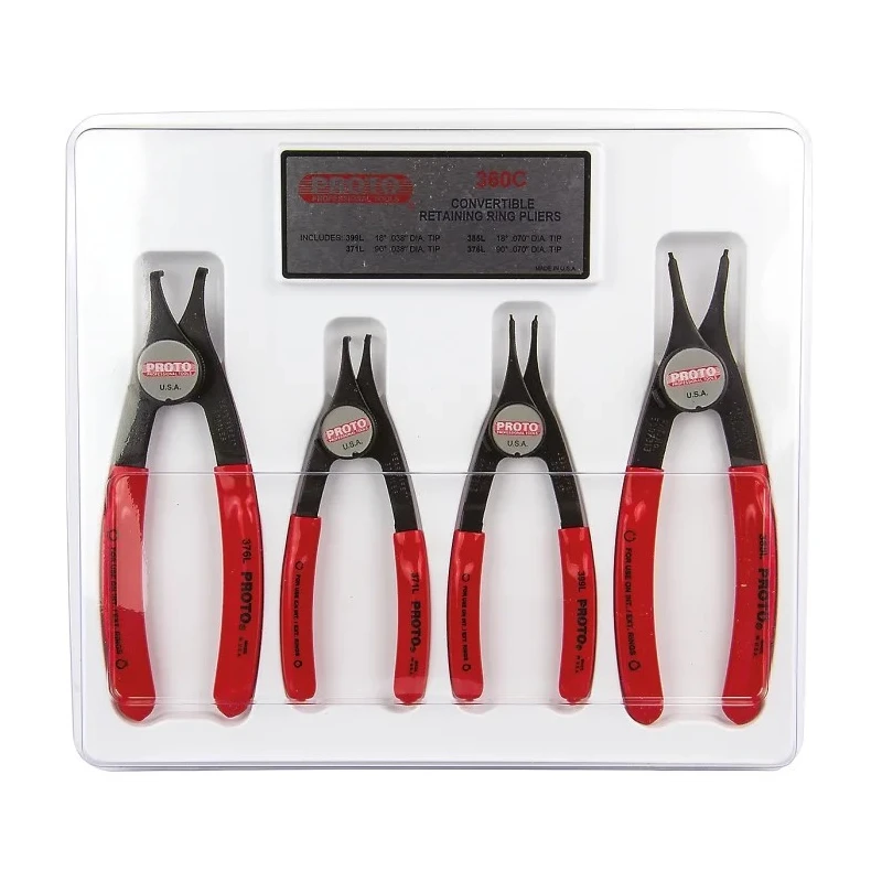 Stanley 4-Piece Convertible Circlip Plier Set Hardened Steel with Air-Cushioned Handles 360C