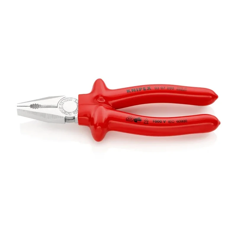 Knipex 1-Piece Combination Plier 200mm Overall VDE/1000V Insulated Special Quality Tool Steel Chrome Plated 03 07 200