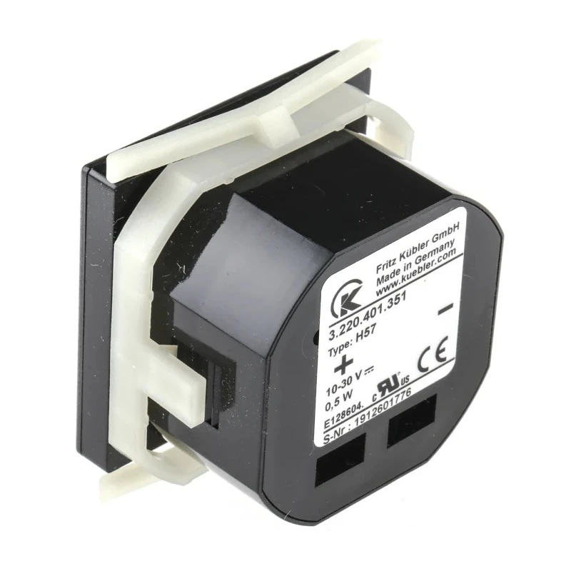 Kubler 8 Digit Panel Mount Digital Hour Meter Counter, Non-Resettable, 10-30 VDC, Digit Height 4mm, Series H 57 3.220.401.351