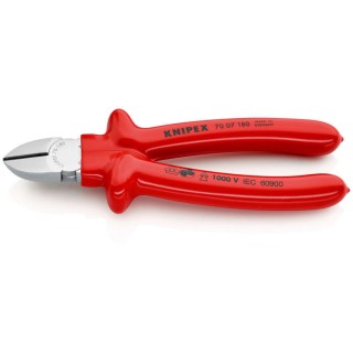 Knipex VDE/1000V Approved Diagonal Side Cutter 180mm with Bevel Cutting Edge 70 07 180
