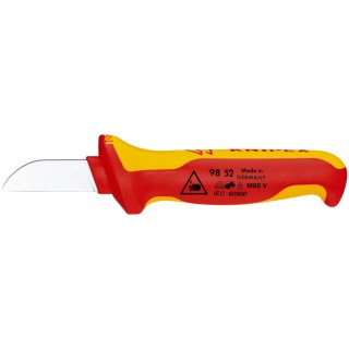 Knipex Cable Knife Insulating Multi-Component Handle VDE/1000V Approved, 190mm Overall Length, 50mm Steel Blade 98 52