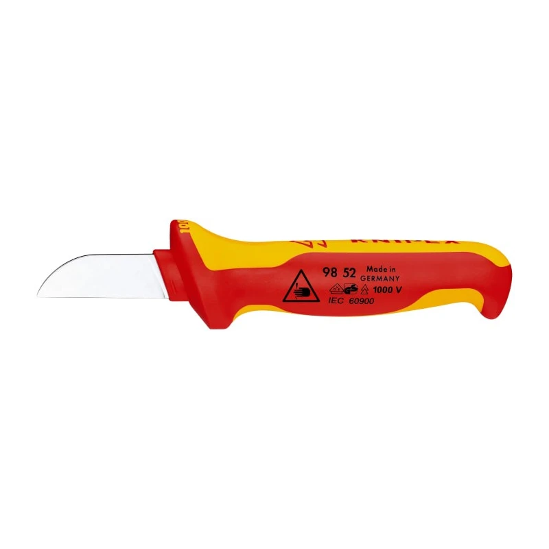 Knipex Cable Knife Insulating Multi-Component Handle VDE/1000V Approved, 190mm Overall Length, 50mm Steel Blade 98 52