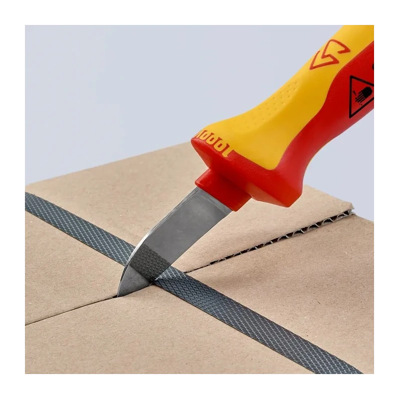 Knipex Cable Knife Insulating Multi-Component Handle VDE/1000V Approved, 190mm Overall Length, 50mm Steel Blade 98 52