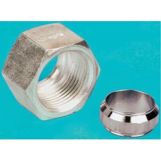 Legris Stainless Steel Pipe Fitting Straight Hexagon Nut Metric Threaded M18 x 1.5 1810 12 00