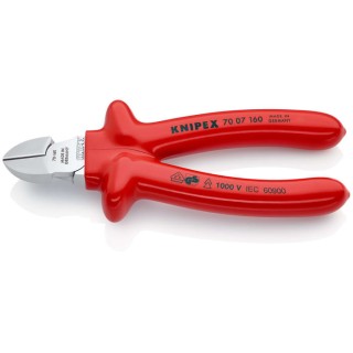 Knipex Side Cutter Diagonal Pliers 160mm with Bevel Cut 1000V VDE Approved 70 07 160
