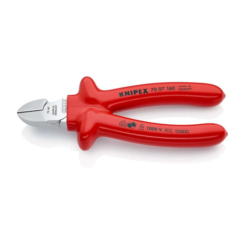 Knipex Side Cutter Diagonal Pliers 160mm with Bevel Cut 1000V VDE Approved 70 07 160
