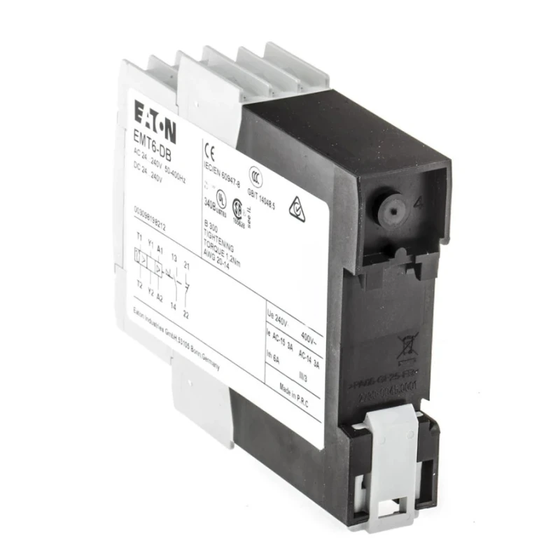 Eaton EMT6 Overload Relay 1 NO/1 NC 3A F.L.C, 3A Contact Rating, 2 W Power, 240V AC/DC Manual Reset DIN Rail Mount EMT6