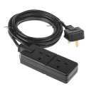 RS PRO Extension Lead 4 m Cable 2 Socket Type G Power Strip 240V 13A 296-3644