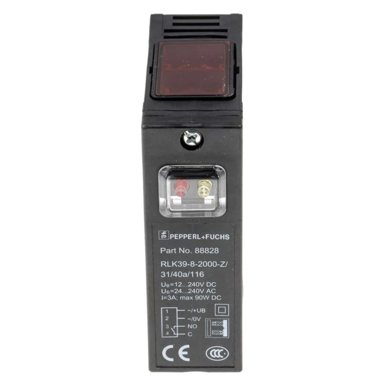 Pepperl + Fuchs Diffuse Photoelectric Sensor Block Style 2 m Detection Range Relay Output IP67 RLK39-8-2000-Z/31/40A/116