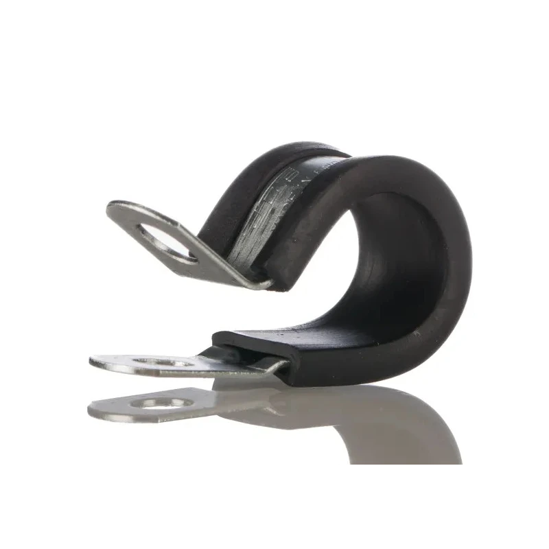 JCS P-Clip 16 mm Closed Inside Diameter, Black Rubber Coating, Zinc Plated Steel PCZR16RS