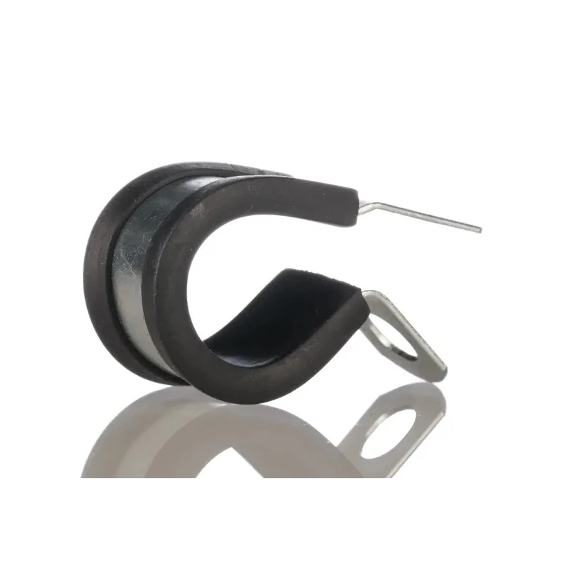 JCS P-Clip 16 mm Closed Inside Diameter, Black Rubber Coating, Zinc Plated Steel PCZR16RS