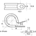 JCS P-Clip 16 mm Closed Inside Diameter, Black Rubber Coating, Zinc Plated Steel PCZR16RS