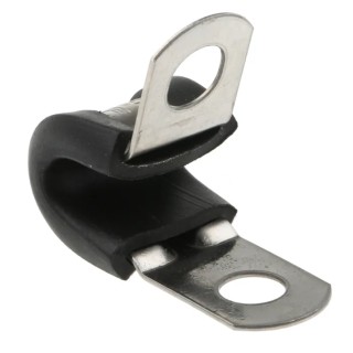 JCS 6 mm ID Black Rubber Coated 304 Stainless Steel P-Clip PCSR6RS