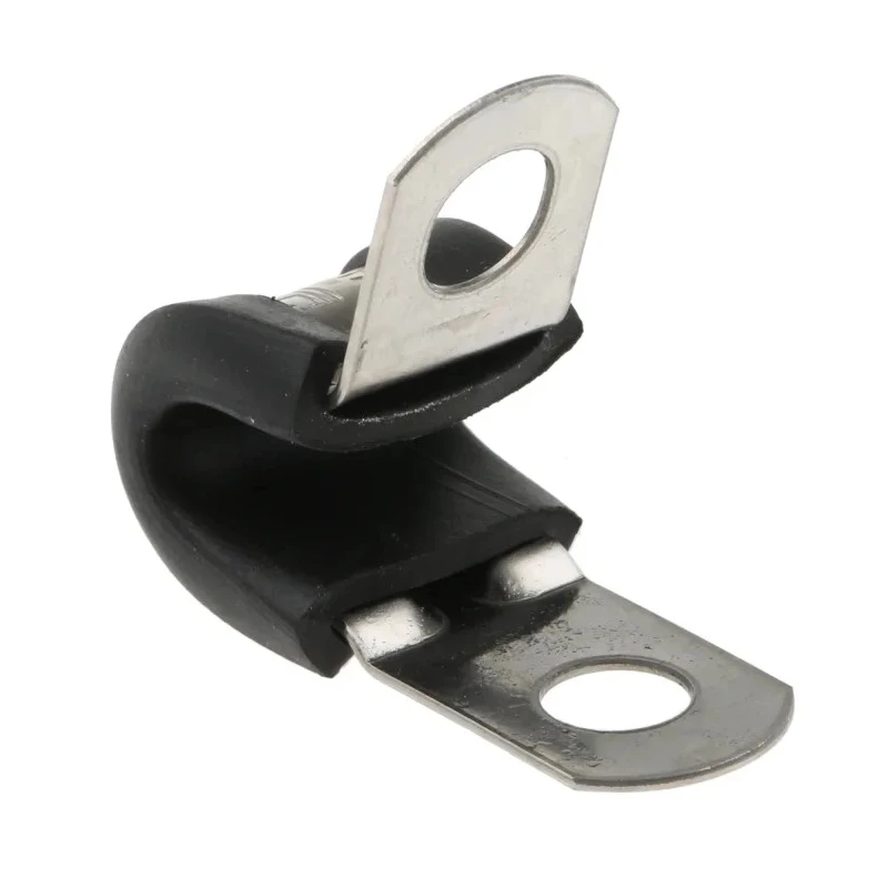 JCS 6 mm ID Black Rubber Coated 304 Stainless Steel P-Clip PCSR6RS