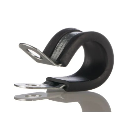 JCS 16 mm ID Black Rubber Coated 304 Stainless Steel Zinc Plated P-Clip PCSR16RS