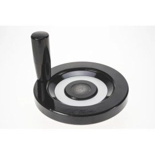Elesa Black Duroplast Hand Wheel, 150 mm Diameter, Revolving Handle, Steel Insert 73730