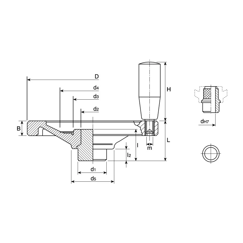 Elesa Black Duroplast Hand Wheel, 150 mm Diameter, Revolving Handle, Steel Insert 73730