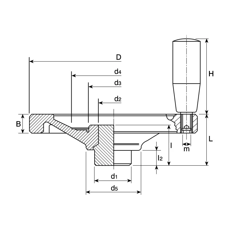 Elesa Black Duroplast Hand Wheel, 150 mm Diameter, Revolving Handle, Steel Insert 73730
