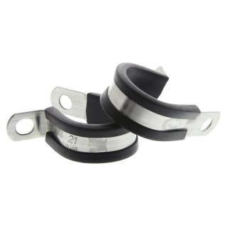 JCS 21 mm ID Black Rubber Coated 304 Stainless Steel P-Clip PCSR21RS