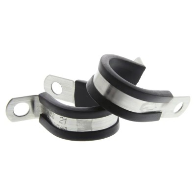 JCS 21 mm ID Black Rubber Coated 304 Stainless Steel P-Clip PCSR21RS