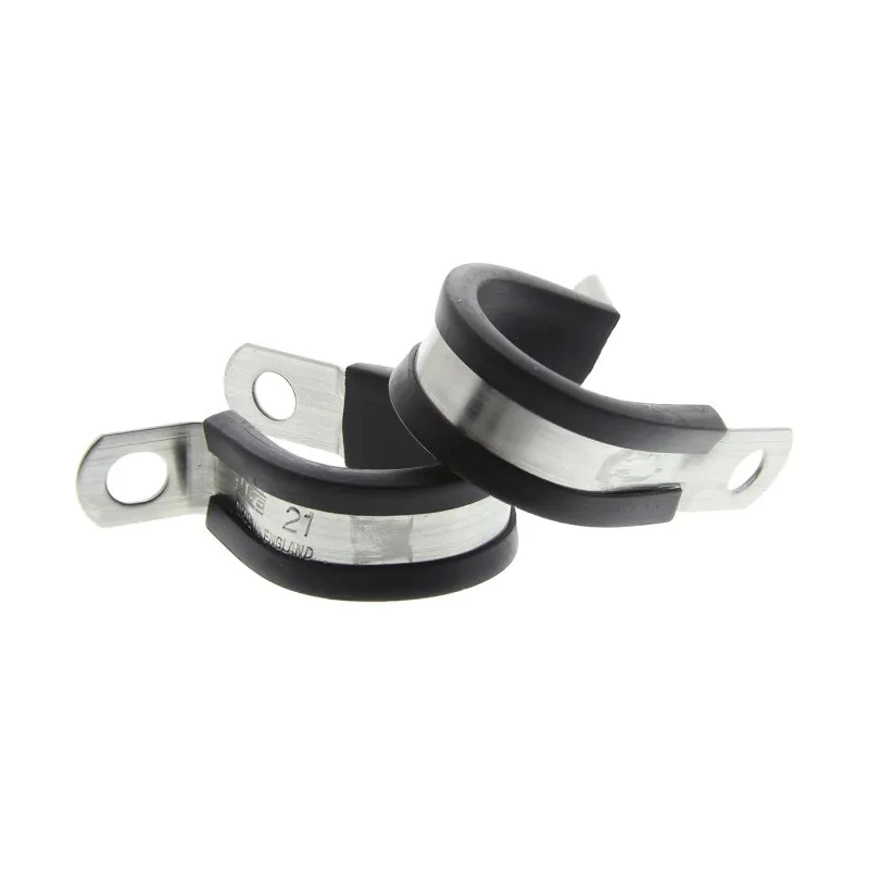 JCS 21 mm ID Black Rubber Coated 304 Stainless Steel P-Clip PCSR21RS