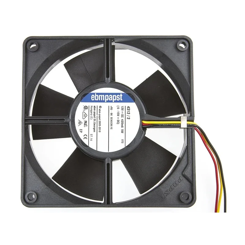 ebm-papst 4300 Series Axial Fan 12V DC 170 m³/h Air Flow 5W Power Consumption IP68 119mm x 119mm x 32mm 