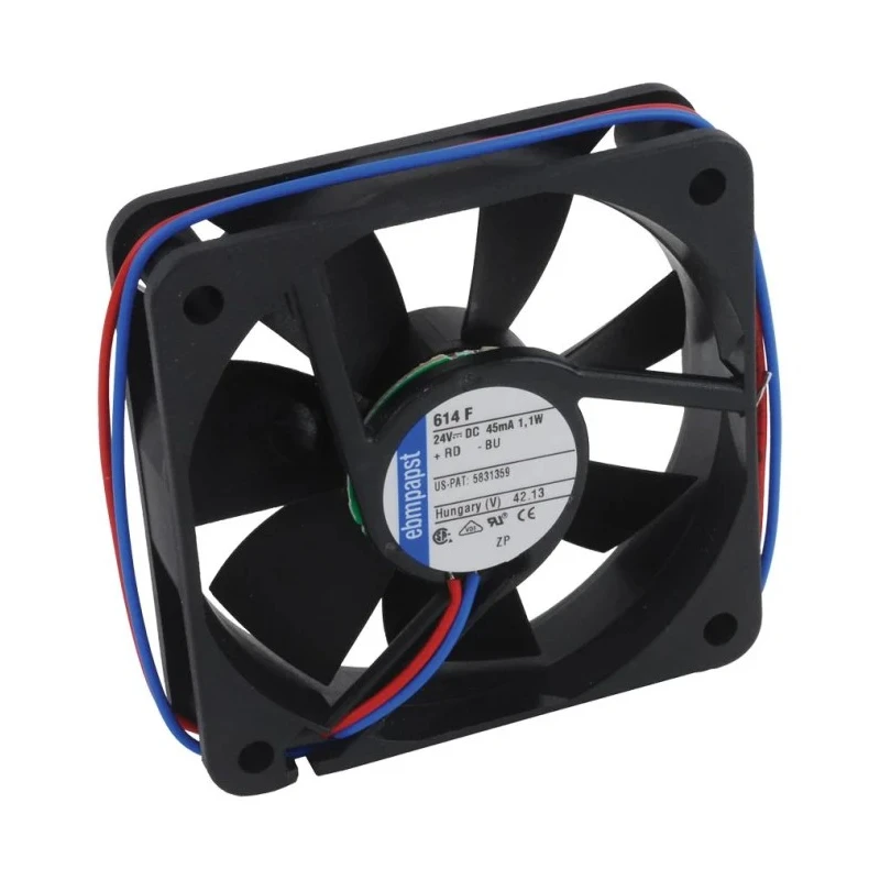 ebm-papst 600 F Series Sleeve Bearing Axial Fan, 24V DC, 29 m³/h Air Flow, 1.1 W, 46 mA Max, IP20, 60 mm Frame IP20