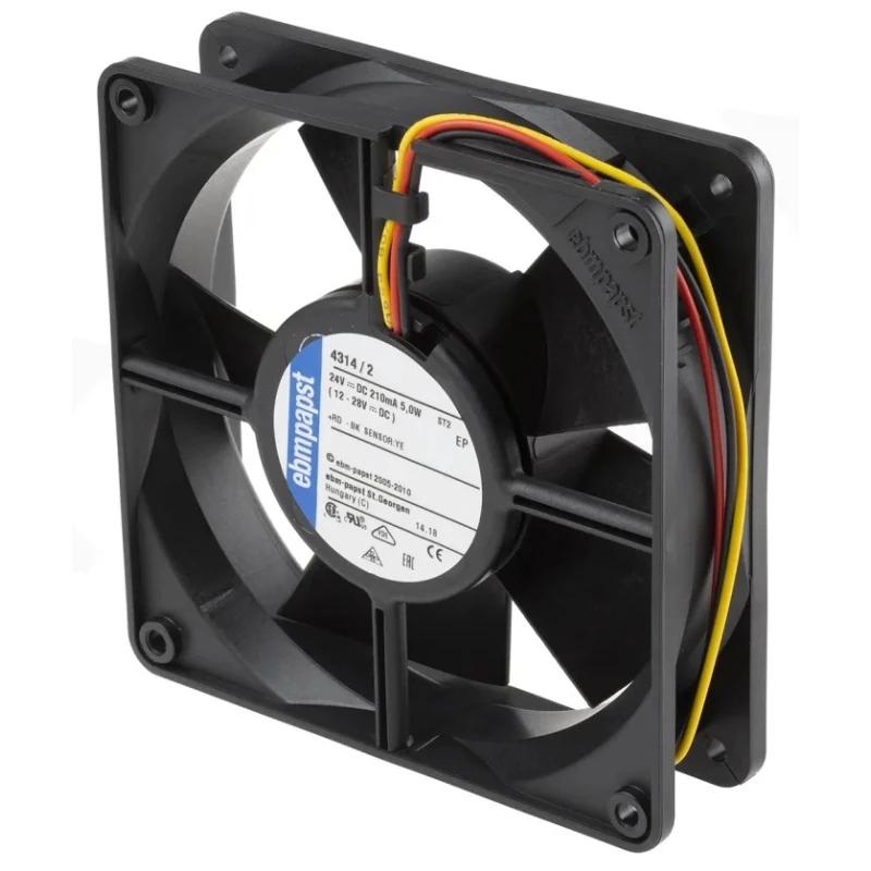 ebm-papst 4300 Series Compact DC Axial Fan 24V DC 5W 208mA Max Air Flow 170m³/h IP68 119x119x32 mm IP68