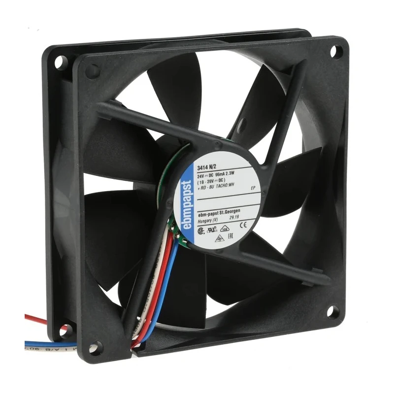 ebm-papst 3400 N Series DC Axial Fan 24V DC 2.3W 84 m³/h 92x92x25 mm IP68 