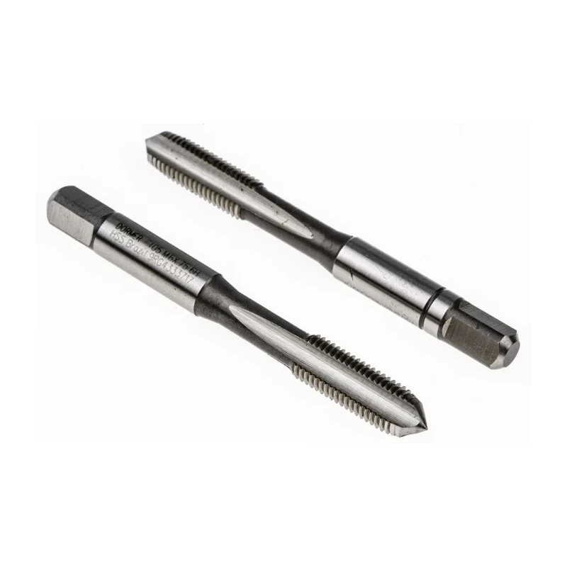 Dormer M6 Thread Metric Standard Hand Tap Set, Straight Flute, HSS, 56mm Length E105M6X.75NO9