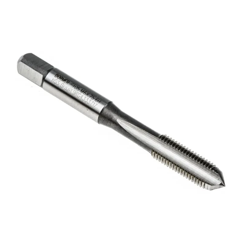 Dormer M6 Thread Metric Standard Hand Tap Set, Straight Flute, HSS, 56mm Length E105M6X.75NO9