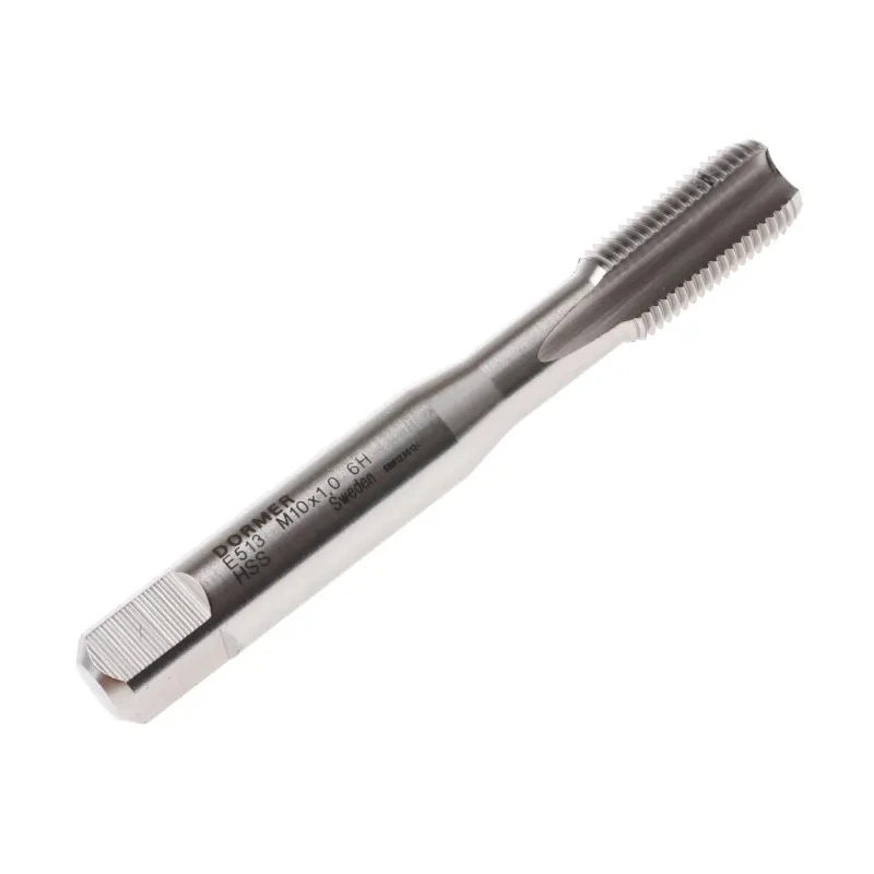 Dormer Machine Tap M10 Thread Metric Fine Standard HSS Straight Flute 80mm Length E513M10X1.0NO3