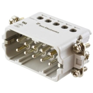 TE Connectivity Heavy Duty Power Connector Insert 16A Panel Mount 10 Contacts HA Series Male 1-1103414-1