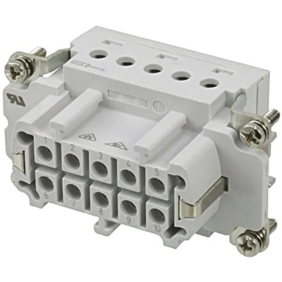 TE Connectivity Heavy Duty Power Connector Insert 16A 400V HE Series Female 10 Contacts 1-1103637-1