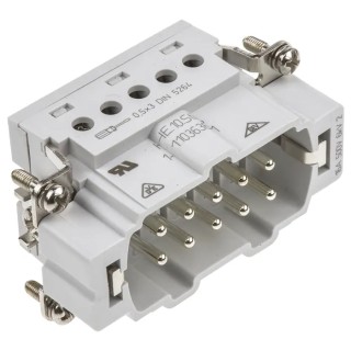TE Connectivity Heavy Duty Power Connector Insert 16A, HE Series Male, 10 Contacts 1-1103636-1