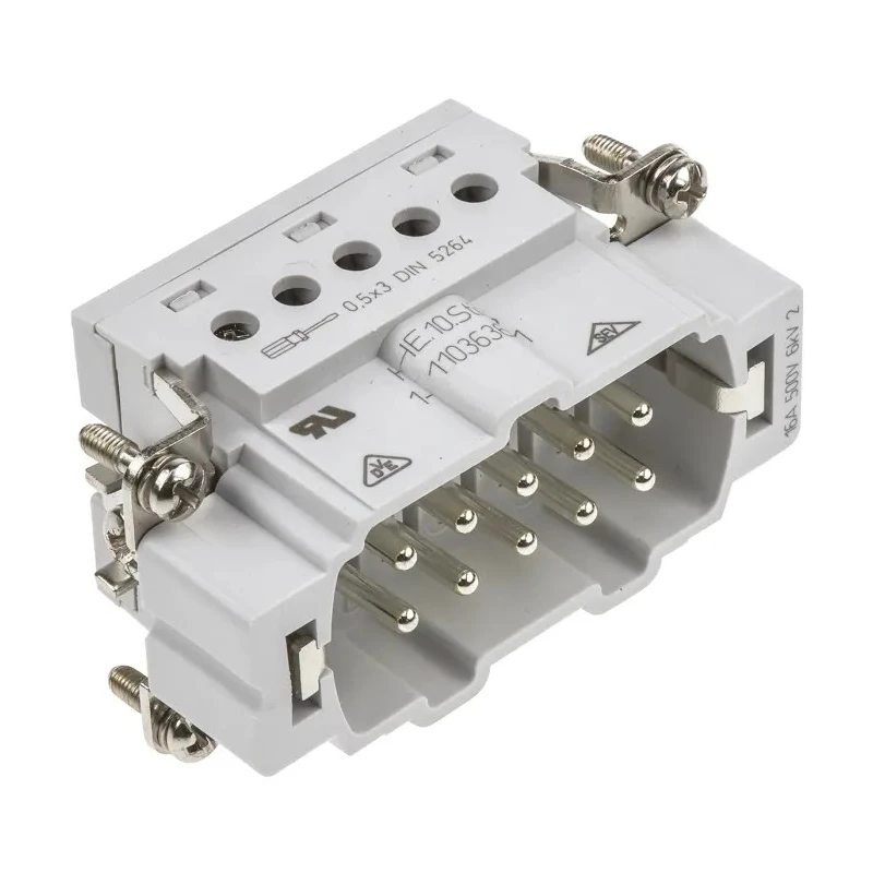 TE Connectivity Heavy Duty Power Connector Insert 16A, HE Series Male, 10 Contacts 1-1103636-1