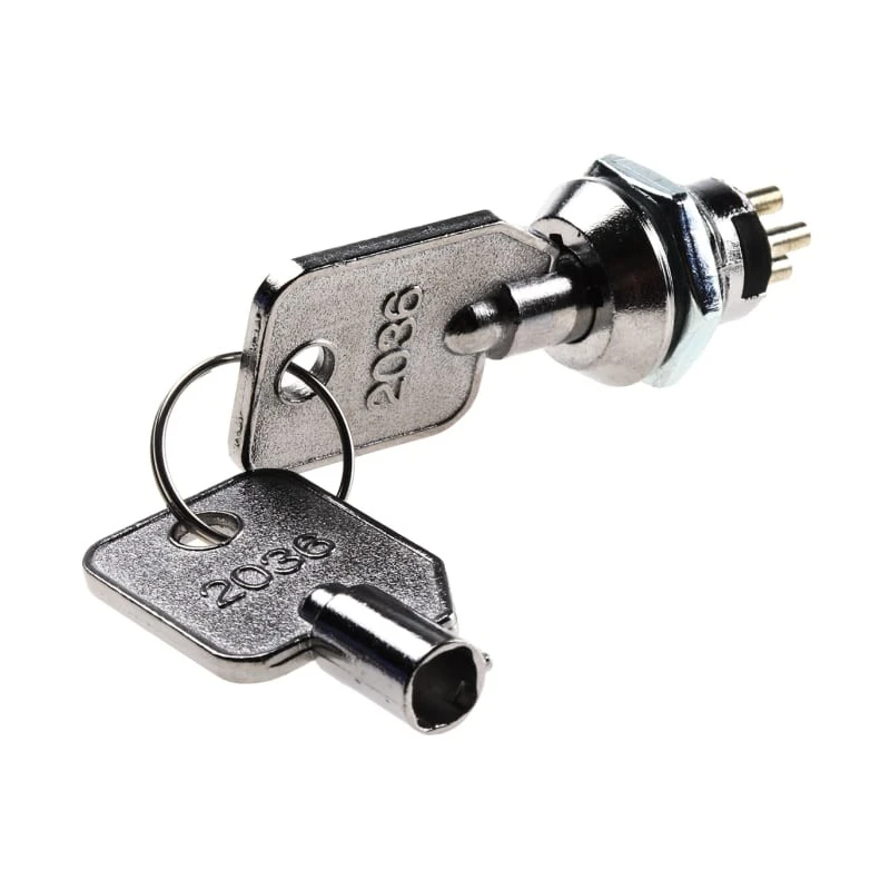 Lorlin Key Switch DPST 4A 2-Way Zinc Alloy Housing On-Off Operation LS121