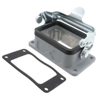 TE Connectivity HE Range Heavy Duty Power Connector Housing Panel Base 2 Lever Surface Mount Aluminium IP65 1-1102244-2