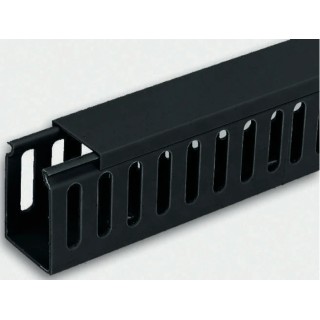 RS PRO Cable Trunking Black Open Slot W50mm x D50mm x L2m Polyvinyl Chloride W50mm