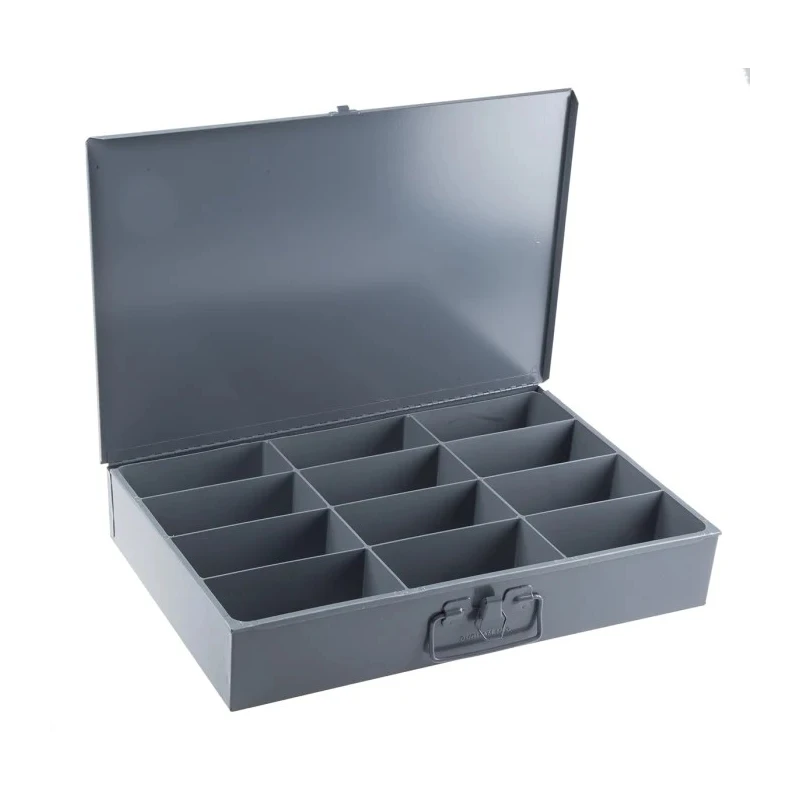 Durham 12 Cell Grey Steel Compartment Box 76 mm x 457 mm x 304 mm 303-4680